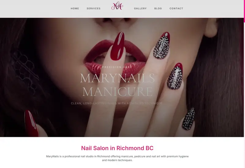 Mary Nails Canada bespoke website